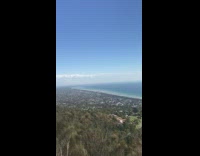 Arthurs seat mountain view girl on monument