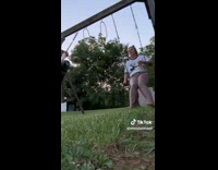 Women breaks the swing