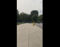 Woman yellow dress sway pictorial Washington Monument