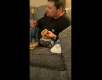 Guy eats snack with knife 