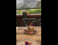 Woman red hair phone foodie food pictorial