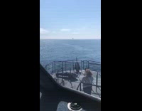 Guy black hoodie push up boat deck