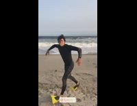 Collab Kook Of The Day - Black wetsuit guy pringles scares seagulls away  