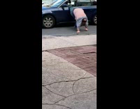 Grey shirt guy push ups ground car 