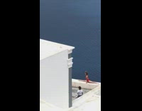 Woman red bikini flexible pictorial white house