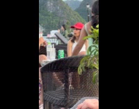 Woman poses with products on the table