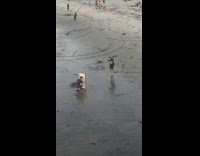 Man face mask photo shoot painting canvass beach