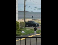 Woman white sweater lie down grass photo shoot