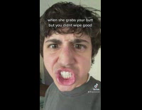 Girl grabs guys butt after he doesnt wipe good