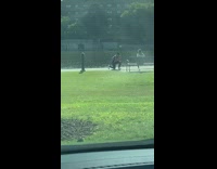 Girl sit bench fix hair boyfriend river