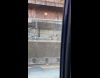 Black car with huge speakers plays music 