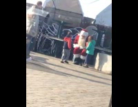 Boy falls off Santas lap fail