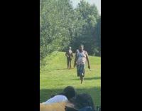 Celebrity at park almost trips 