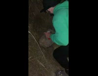 Guy picks up huge boulder with one hand and tosses it 