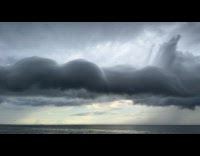 Beautiful scary clouds appeared over the beach