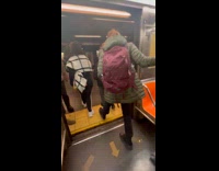 Christmas tree arrives at their subway stop