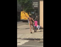 Black bikini girl spins dances funeral home 