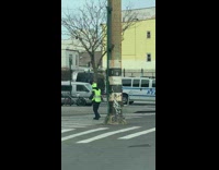 Crossing guard dances on the job 