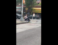 Collab WINY - Man ride small wheeled vehicle to work