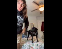 Woman shows dog chewed up hairclip