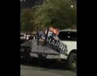 Collab SendItOfficiall - Trump supporter Fuck Harris flag on trunk