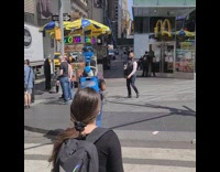 Lady wears Google maps backpack for content 