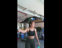 Home gym blue resistance band snaps girl 