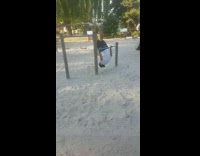 Guy face plants falls sand calisthenics bar 