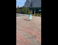 Jogger at park wear Vita Coco costume