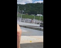 Three girls walk drunk lake dock tiktok