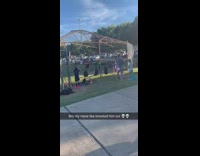 Little kid baseball bat hits umpire