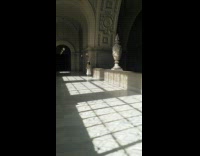 Collab IITW - Woman in a dress poses in front of the tripod in the city hall