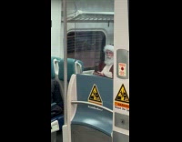 Collab WINY - Santa Claus use phone ride subway train