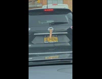 Guy behind car with toy on windshield 