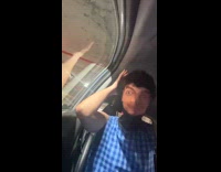 Girl puts on mrbean mask car