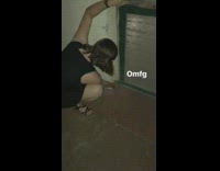 Girl unlocks a door catches paper straw wrapper in her mouth