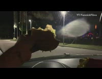 Mcdonalds burger steam leaves circle car windshield 