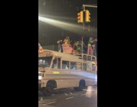 Brown bus live music band rainbow horn