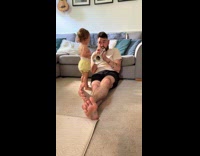 Dad plays trumpet for baby