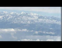 View of the Mount Everest from the plane window