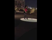 Woman stand over circle light ground night