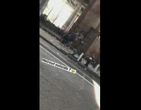 Grey shirt guy gives haircut bridge underpass