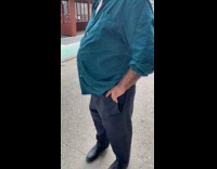 Pigeon on leash wears diaper 