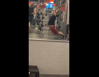 Guy uses gym equipment wrong to stretch 