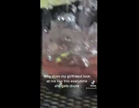 Guy watches girlfriend chug rest of drink
