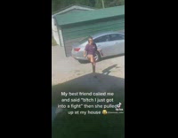 Girl runs out of car to friend after fight