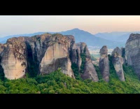 View of the cliffs at Meteora, Greece