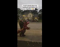 Men in Costume Chase One Another on Streets