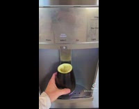 Egg plant used as cup from fridge for water 