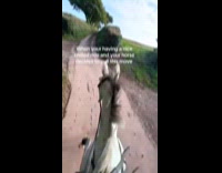 Person ride horse almost fell with sudden move